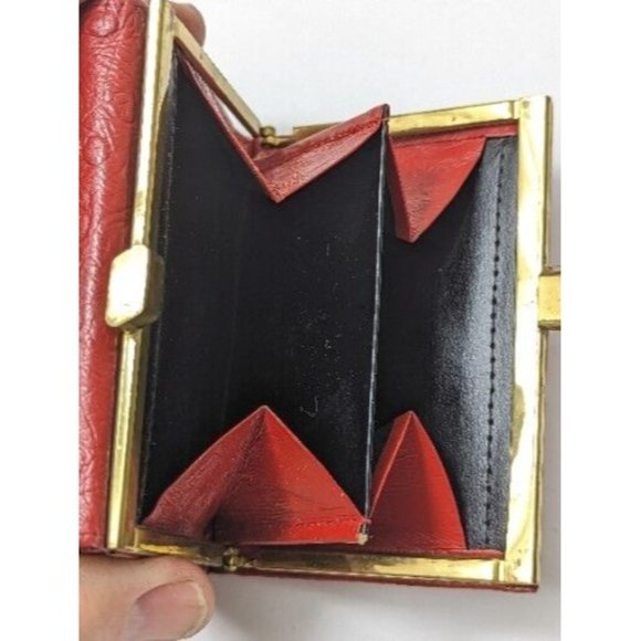 Buxton Coin Purse Womens Small Red Top Grain Cowhide Leather Trifold Coin Wallet - Picture 4 of 5